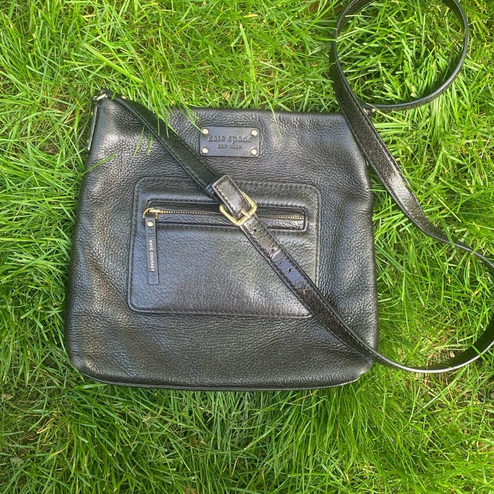 KATE SPADE ♠️ Metallic Jan Darien Have Courage Crossbody In Black Shimmer